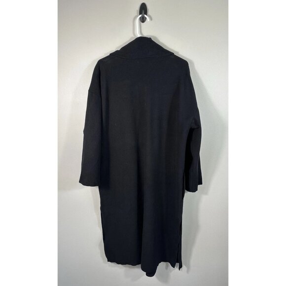 Oak + Fort Jacket Womens Large Black Coatigan Open Front Minimalist Contemporary - Picture 2 of 10